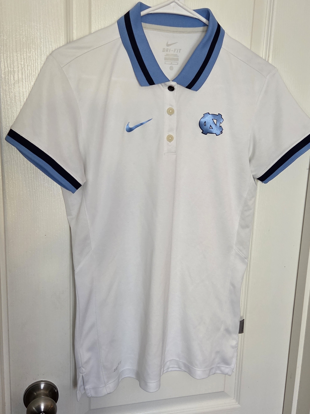 Nike Dri-FIT White & Carolina Blue Polo with UNC Logo